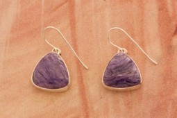 Native American Jewelry Genuine Charoite Sterling Silver Earrings